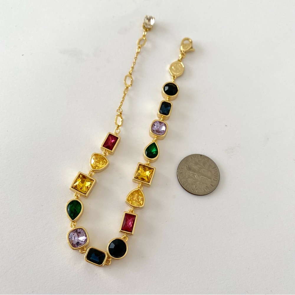 New in Box $320 Swarovski Imber Multicolor Crystals Gold Tone Bracelet - Picture 8 of 9
